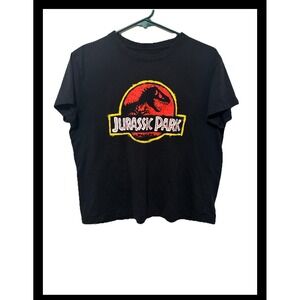 Jurassic Park Kids Graphic T-Shirt Black XL Short Sleeve Dinosaur Logo Tee